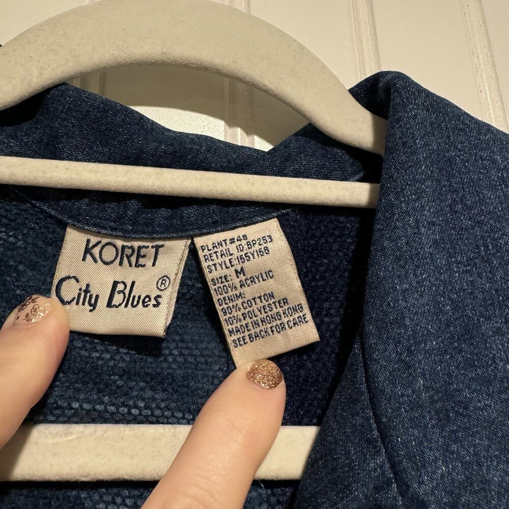 Koret City Blues Denim Knit Cardigan Sweater Winter Christmas Size Medium - Picture 5 of 6